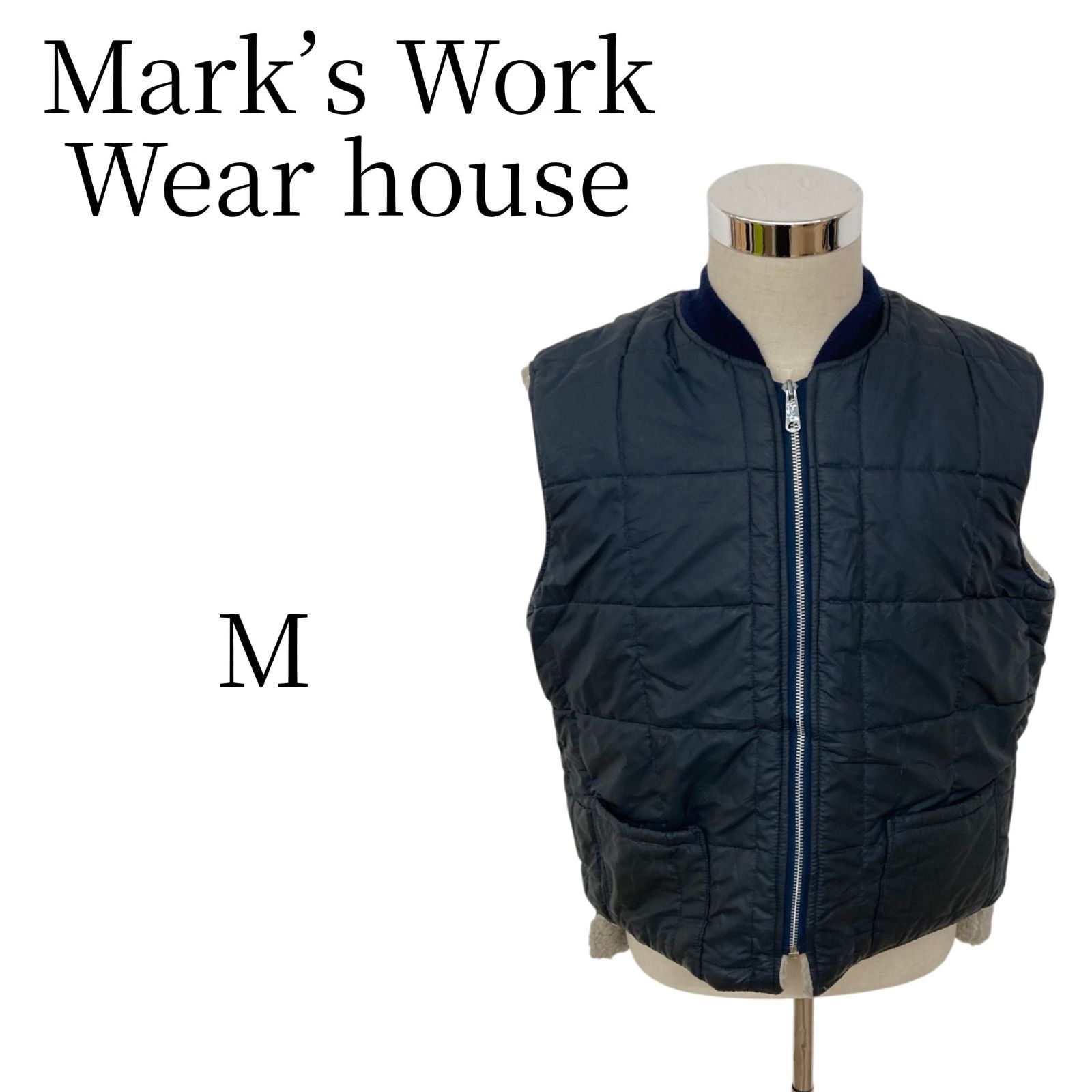 カナダ製ヴィンテージ Mark\u0027s Work Wearhouse ボアベスト M 紺 グレー