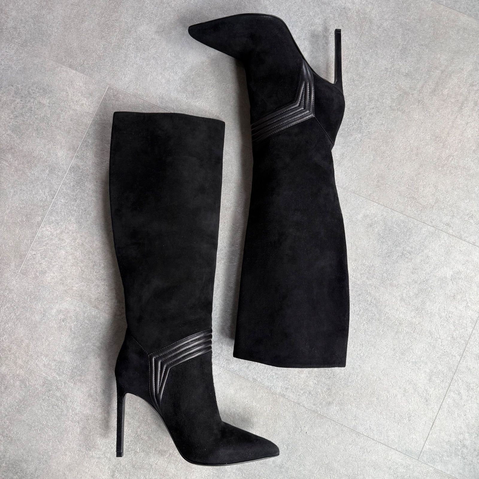 美品 SAINT LAURENT PARIS サンローラン スエードレザー ロングブーツ 