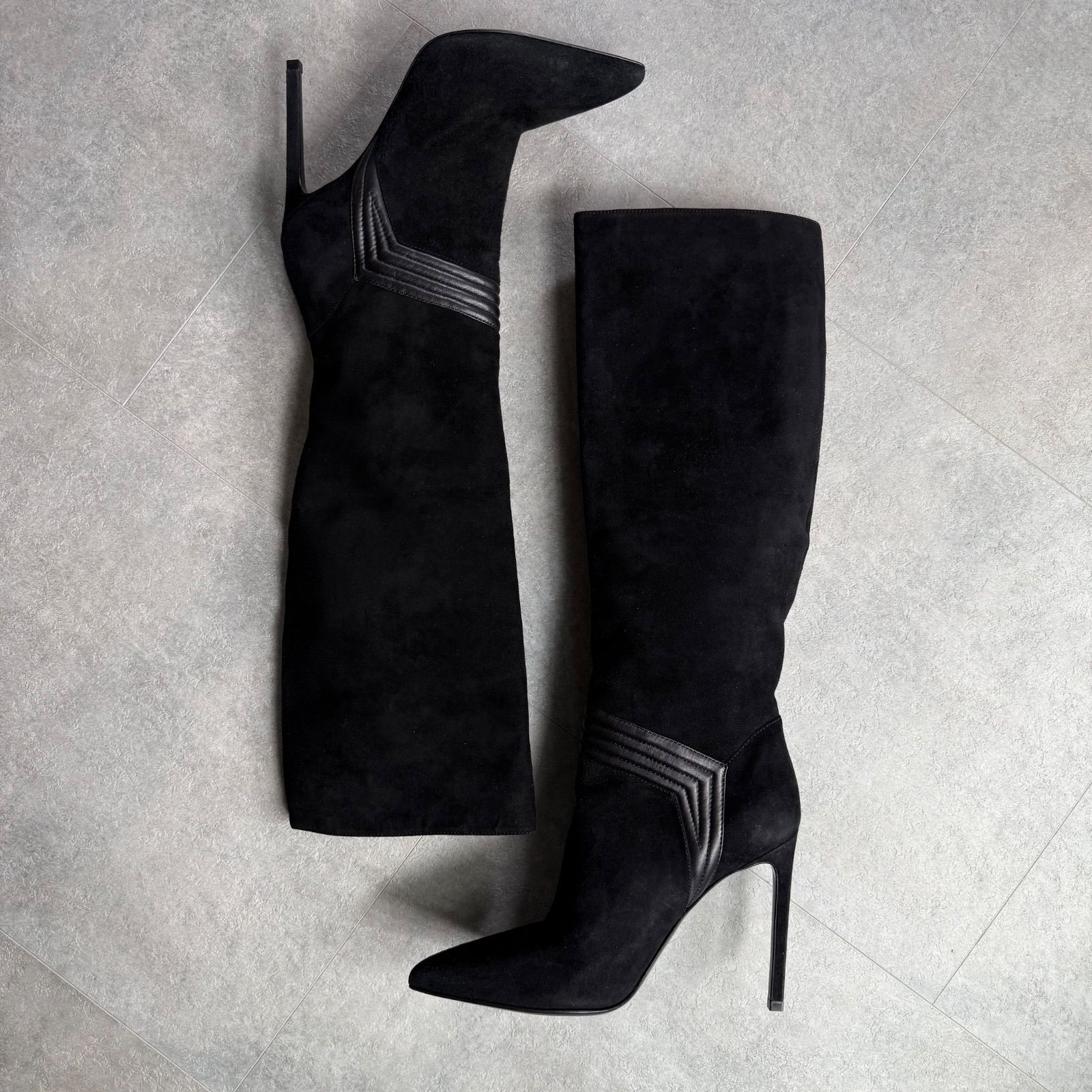 美品 SAINT LAURENT PARIS サンローラン スエードレザー ロングブーツ 