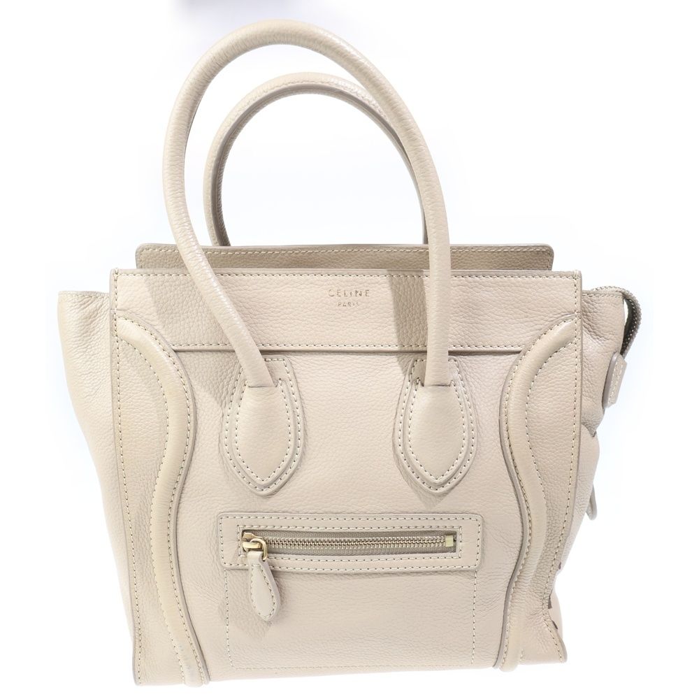 CELINE (セリーヌ) ラゲージ マイクロ ベージュ レザー ハンドバッグ