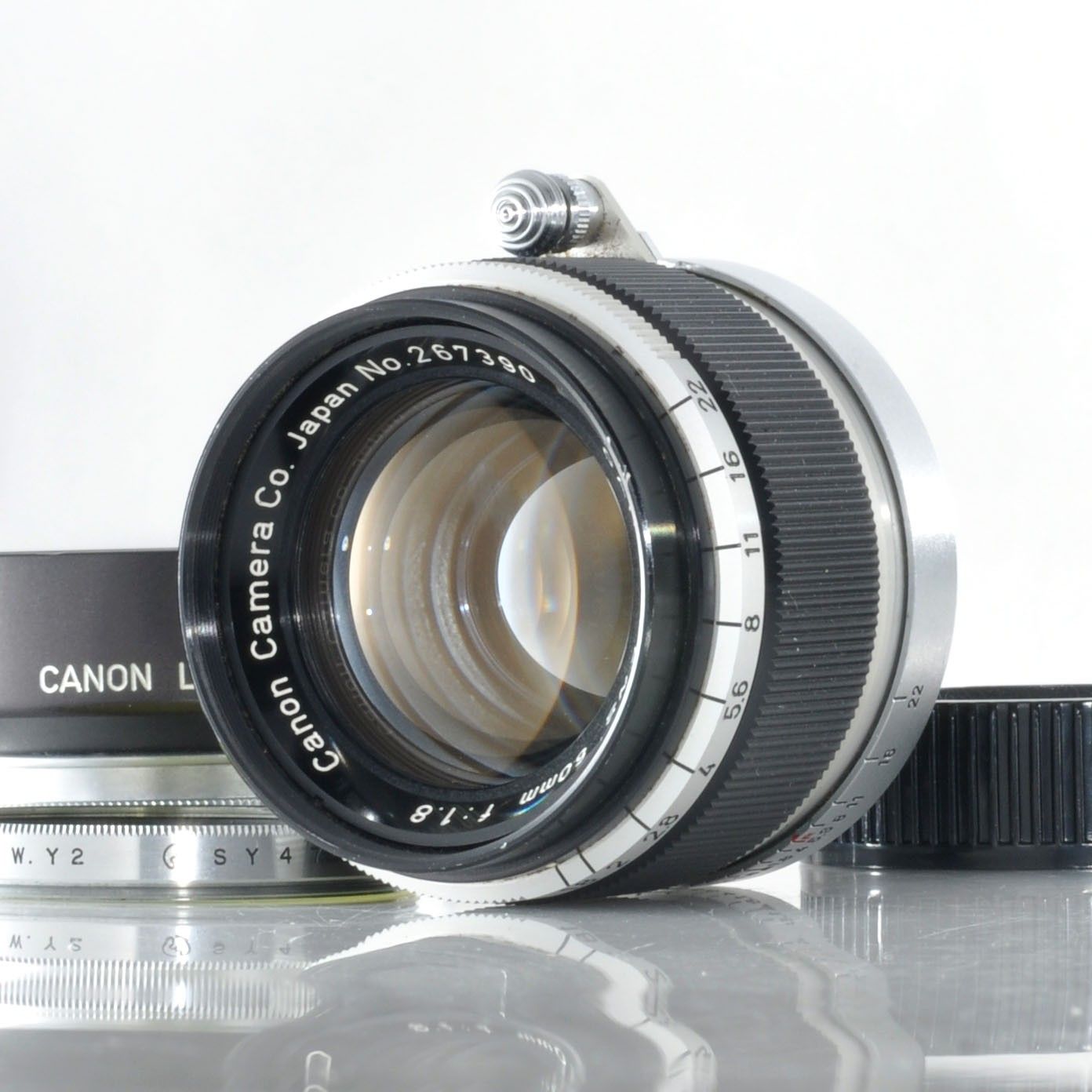 CANON-L 50mmF1.8オールクロームタイプ純正メタルフード付き CANON-L 50mm F1.8メタルフード付き