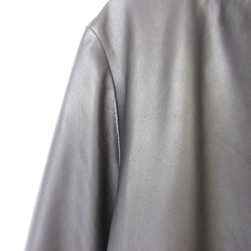 美品 23AW 自由区 ジユウク ラムレザー ノーカラージャケット 大きい