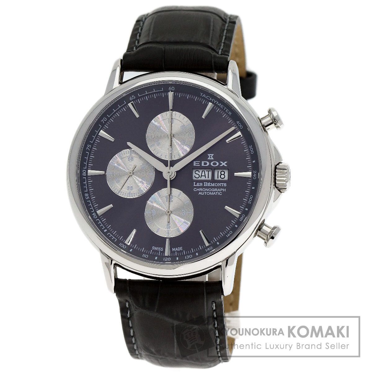 ［中古］Nordisk へイム3 EDOX エドックス 01120-3-BUIN レ ベモン クロノグラフ 腕時計 SS 革