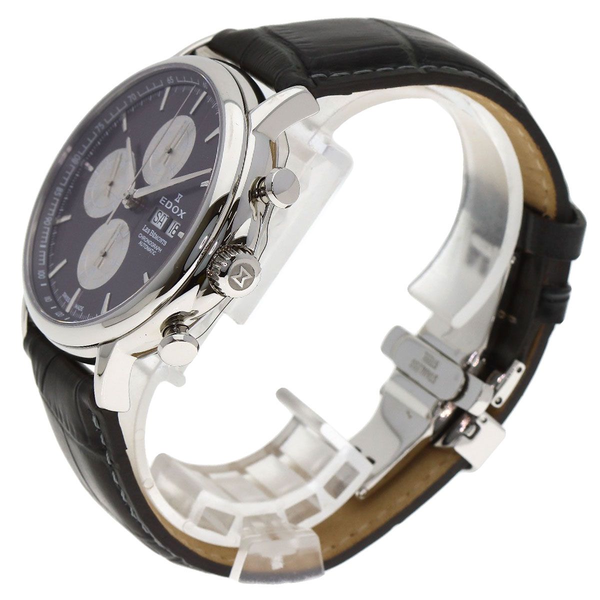EDOX エドックス 01120-3-BUIN レ ベモン クロノグラフ 腕時計 SS 革