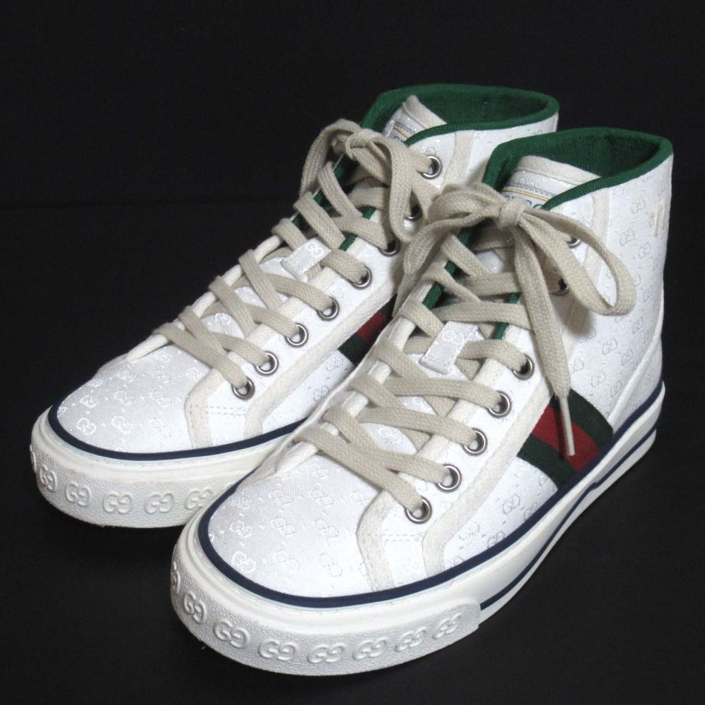美品 GUCCI グッチ テニス1977 GG柄×シェリーライン ハイカット 
