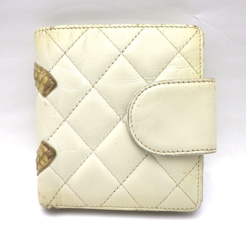 CHANEL シャネル A26720 カンボンライン 二つ折り財布 レザー パイソン
