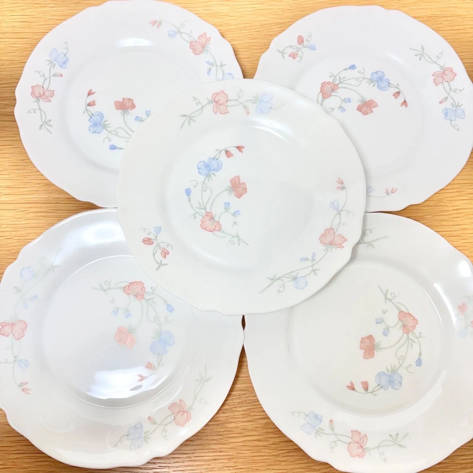 花柄 皿5枚セット プレート 約19.5cm アルコパル arcopal France