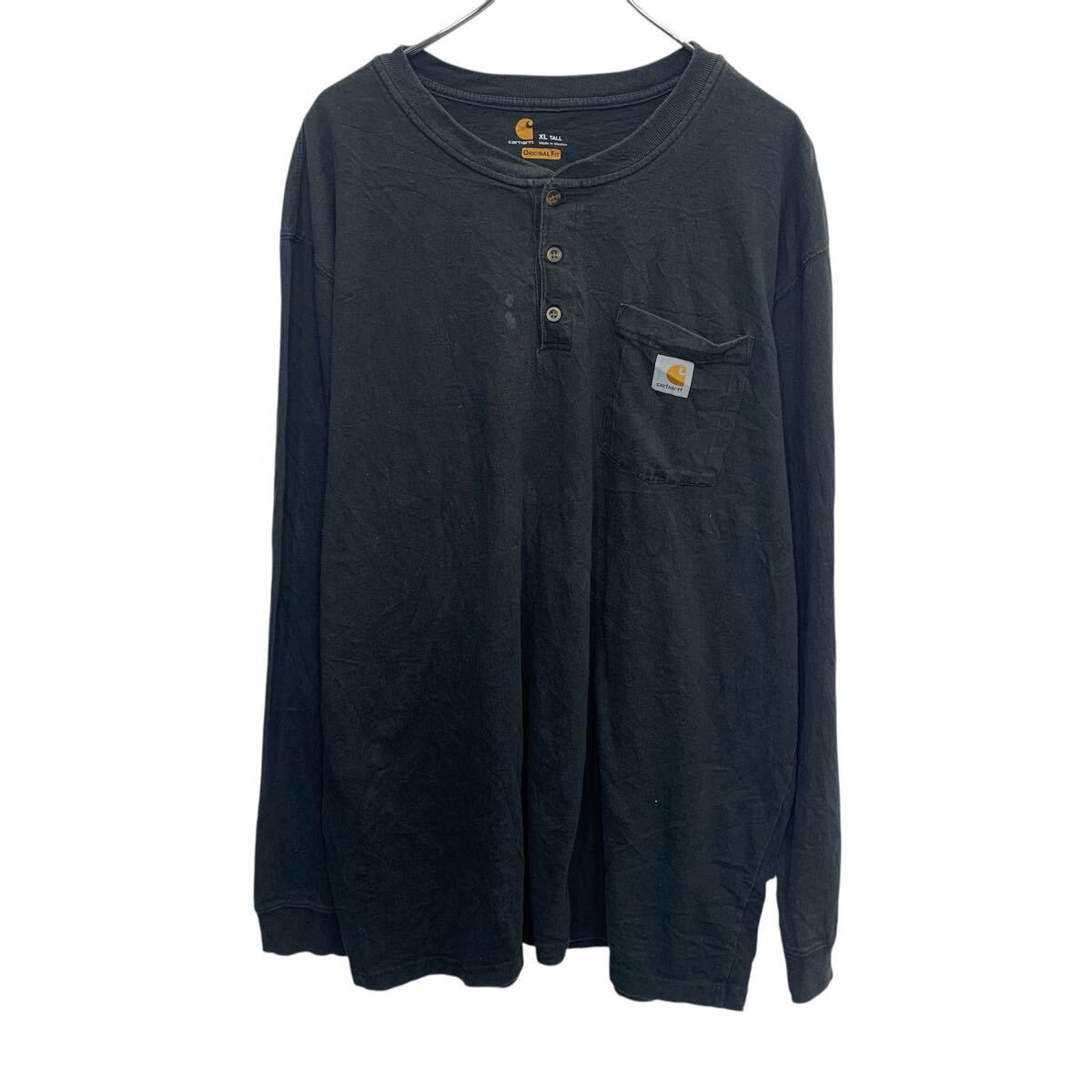 Carhartt 長袖 ロゴTシャツ XL ブラック カーハートハーフボタン 胸