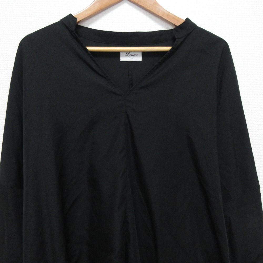 美品 LISIERE リジェール Vネック オーバーサイズブラウス ブラック レディース 古着 中古 USED 美品 LISIERE リジェール Vネック オーバーサイズブラウス ブラック