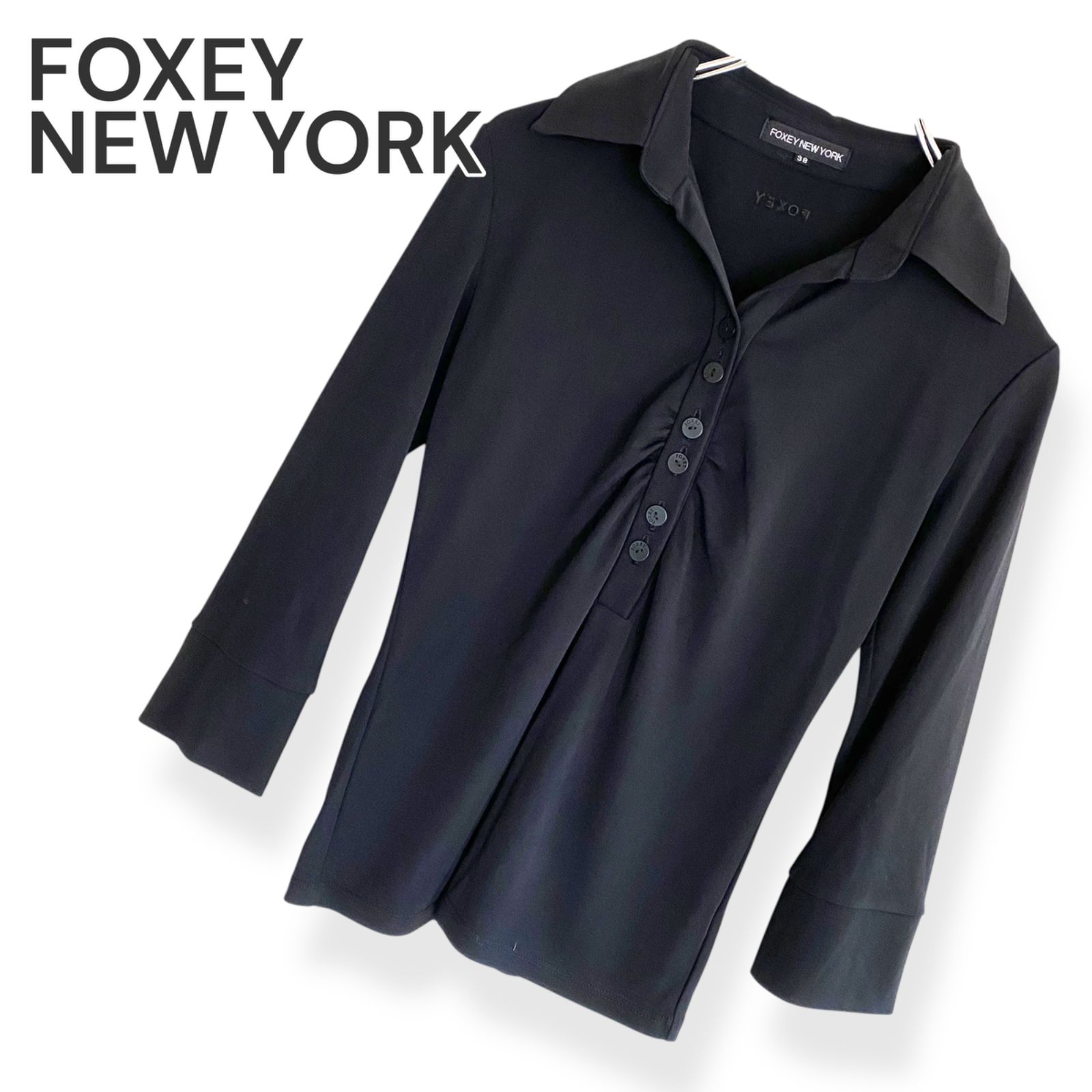 FOXEY NEWYORK トップス フォクシーポロ 38 ブラック ポロストレッチ