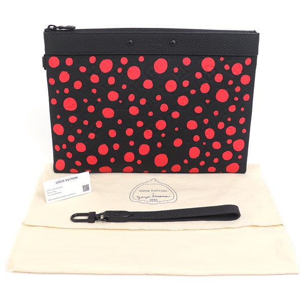 【美品】ルイヴィトン【LOUIS VUITTON】M82019 LV×YK ポシェット トゥ ゴー モノグラムアンプラント インフィニティ ドット 草間彌生 コラボ ブラック×レッド ドキュメントケース クラッチバッグ POCHETTE TO GO【SAランク】【中古】 ルイヴィトン M82019 LV×YK ポシェット トゥ ゴー モノグラムアン