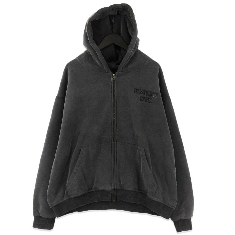 未使用 UMKOW NYC アンノウン Washed Cotton Jersey Full Zip Hoodie フーディ ジップパーカー BLACK S 71015194 未使用 UMKOW NYC アンノウン Washed Cotton Jersey Full Zip Hoodie
