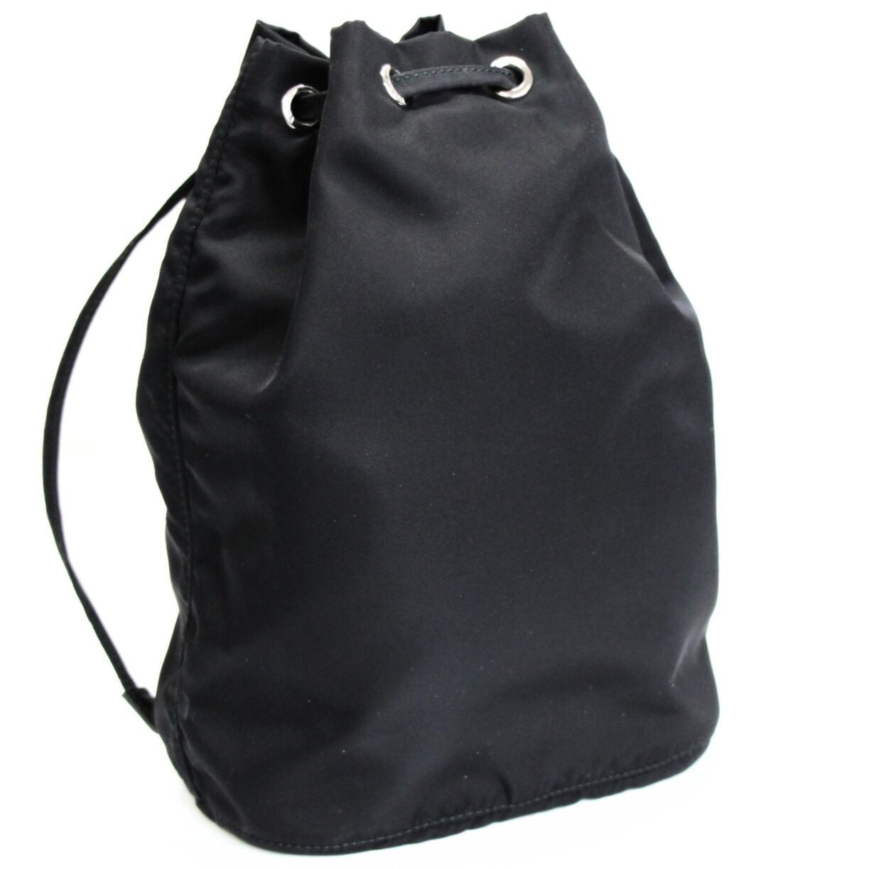美品 プラダ PRADA 三角ロゴ 巾着 ポーチ ハンドバッグ ナイロン 黒 美品 プラダ PRADA 三角ロゴ 巾着 ポーチ ハンドバッグ ナイロン 黒