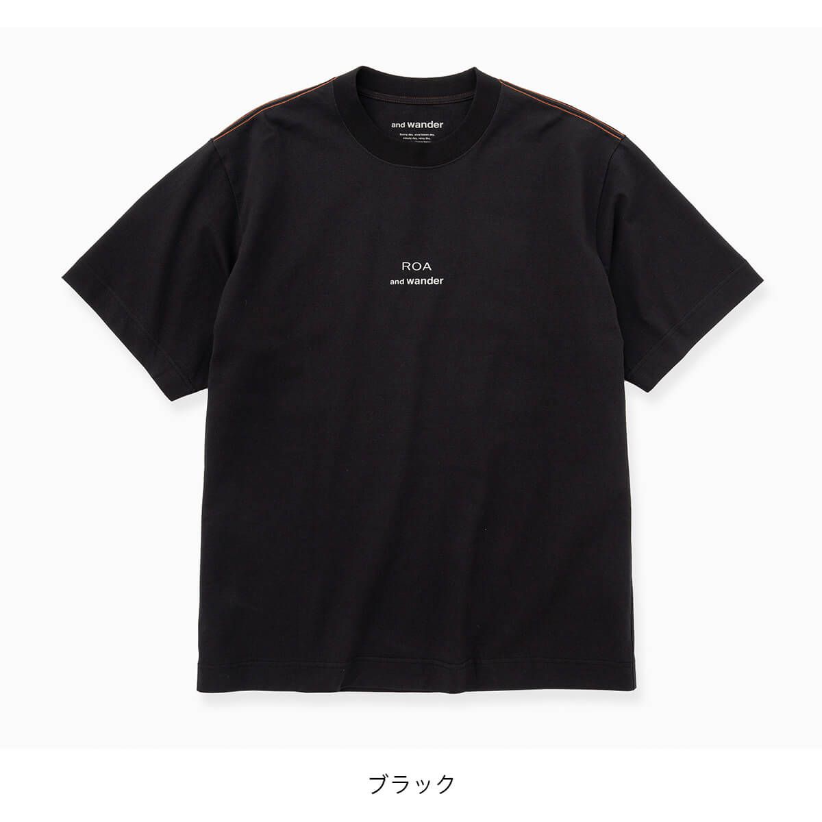 新品】ROA × and wander ロア×アンドワンダー ロゴプリンテッドT