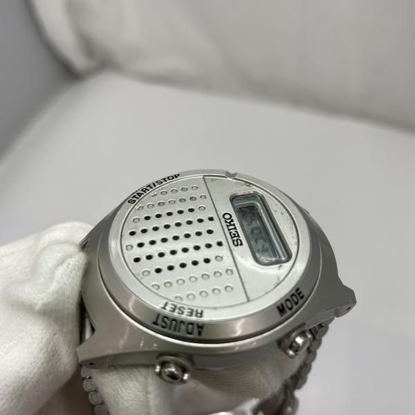 中古】SEIKO 音声デジタル腕時計 クオーツ シルバー A862-00B0 箱あり
