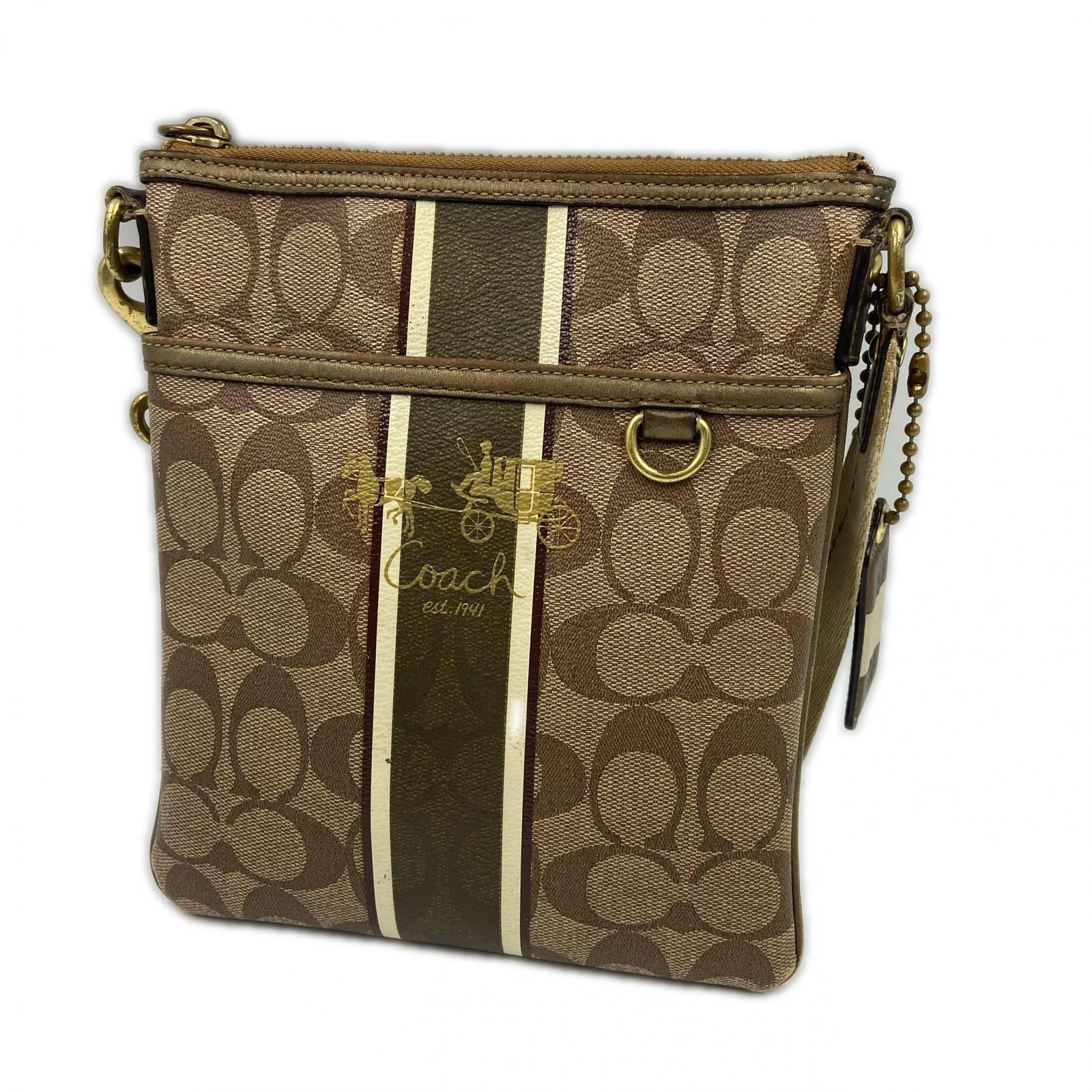 COACH コーチ シグネチャー ヘリテージストライプショルダーバッグ