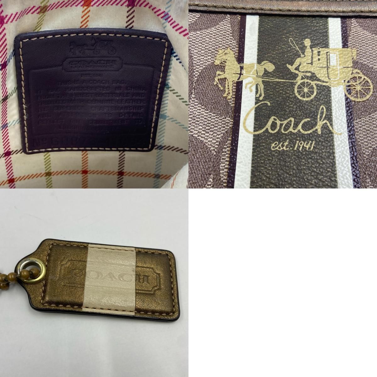 COACH コーチ シグネチャー ヘリテージストライプショルダーバッグ