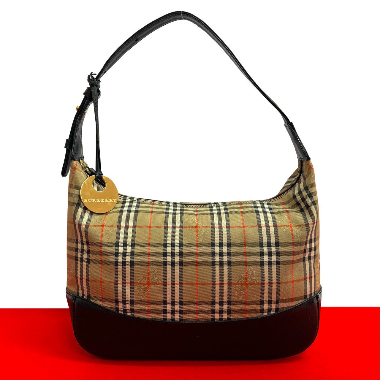 極 美品 BURBERRY バーバリー ノバチェック シャドーホース 柄