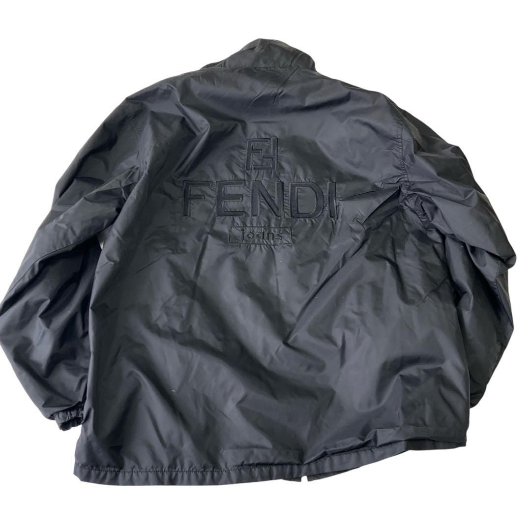 希少 フェンディ FENDI JEANS ナイロンジャケット ブルゾン バックロゴ 