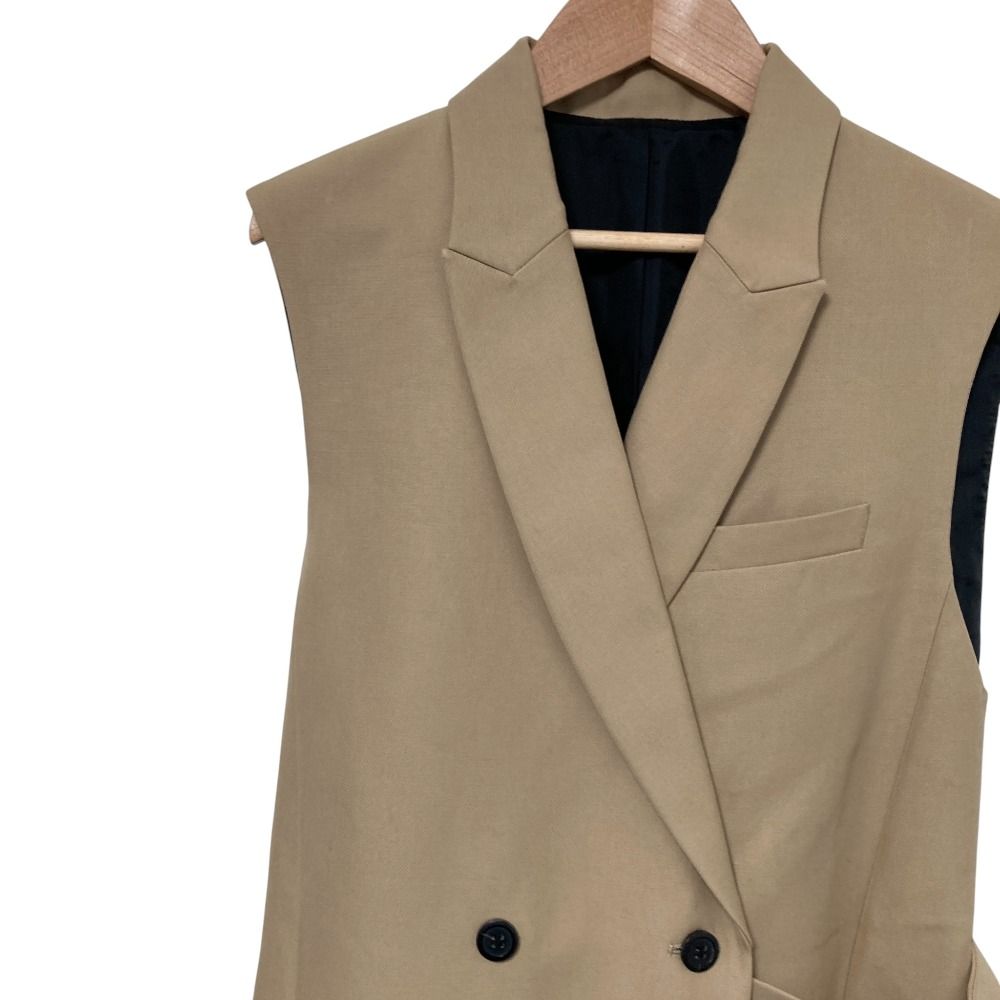美品 24AW DRESSTERIOR ドレステリア コットンダブルクロス ロングジレ ベスト 36サイズ キャメル レディース 古着 中古 USED DRESSTERIOR - 美品 24AW DRESSTERIOR ドレステリア コットンダブル