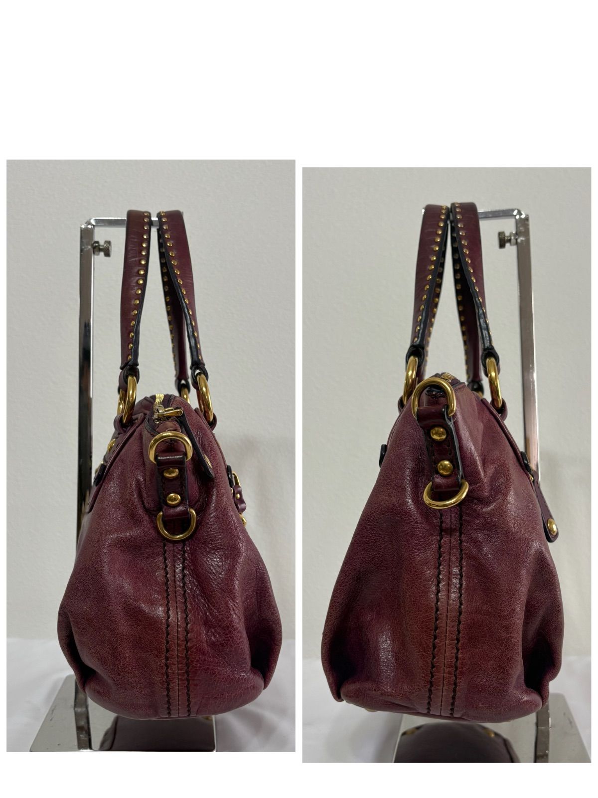 MIU MIU Vitello Shine Leather 2WAY Handbag Shoulder Bag Heart