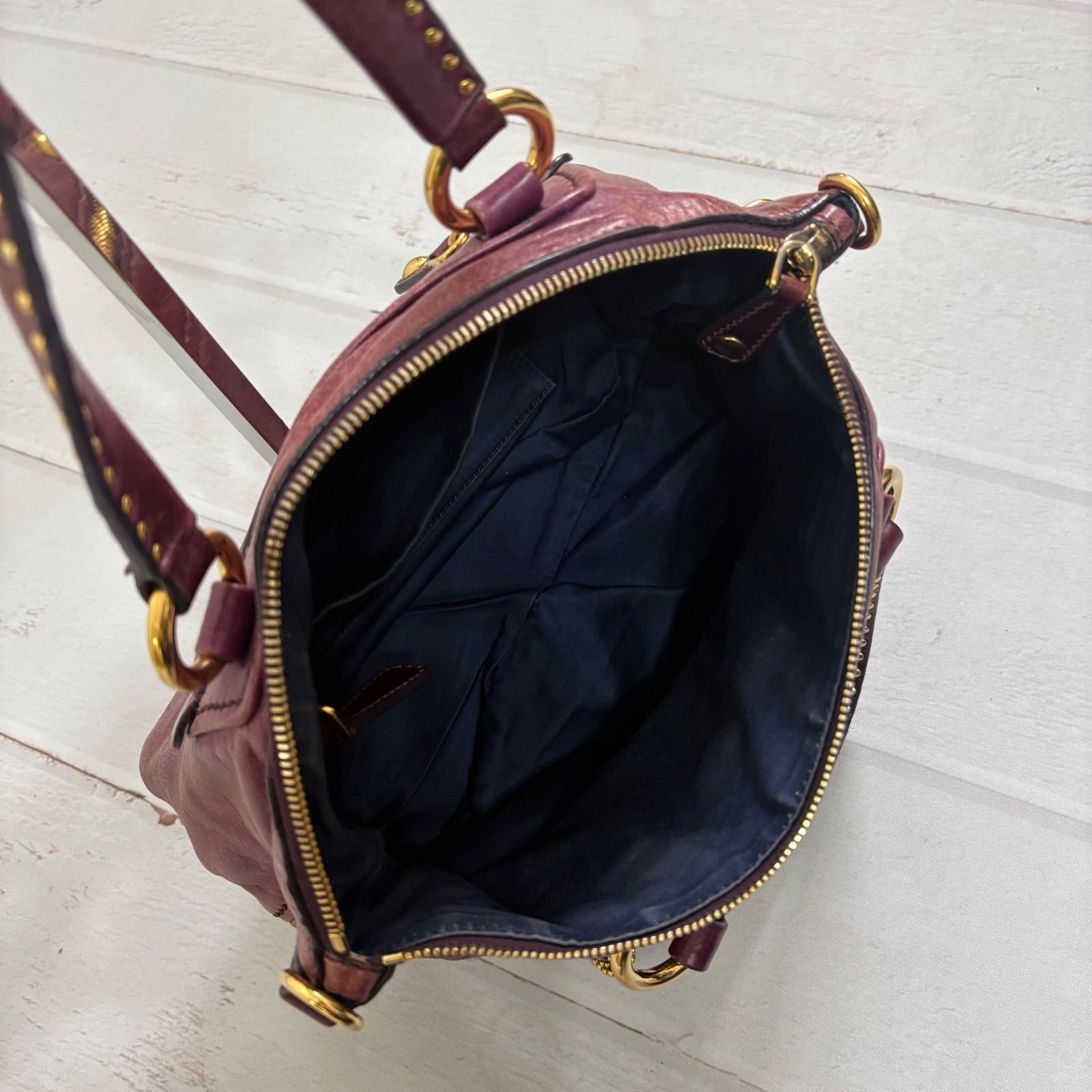 MIU MIU Vitello Shine Leather 2WAY Handbag Shoulder Bag Heart