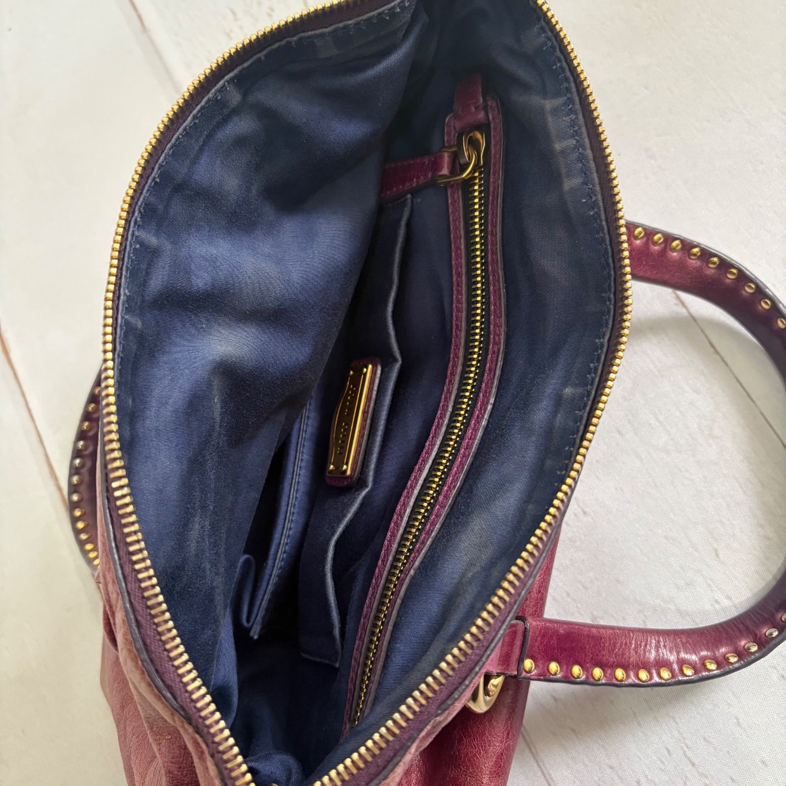 MIU MIU Vitello Shine Leather 2WAY Handbag Shoulder Bag Heart