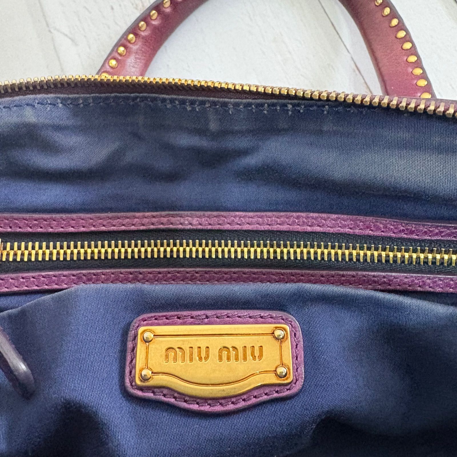 MIU MIU Vitello Shine Leather 2WAY Handbag Shoulder Bag Heart