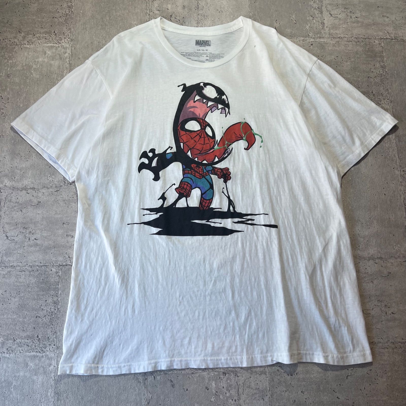 O-170 MARVEL スパイダーマン ヴェノム ホワイトプリントTシャツ 