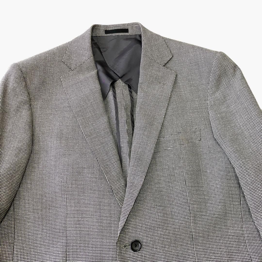 DAKS チェック柄テーラードジャケット シルク混 リネン混 42 L〜XL