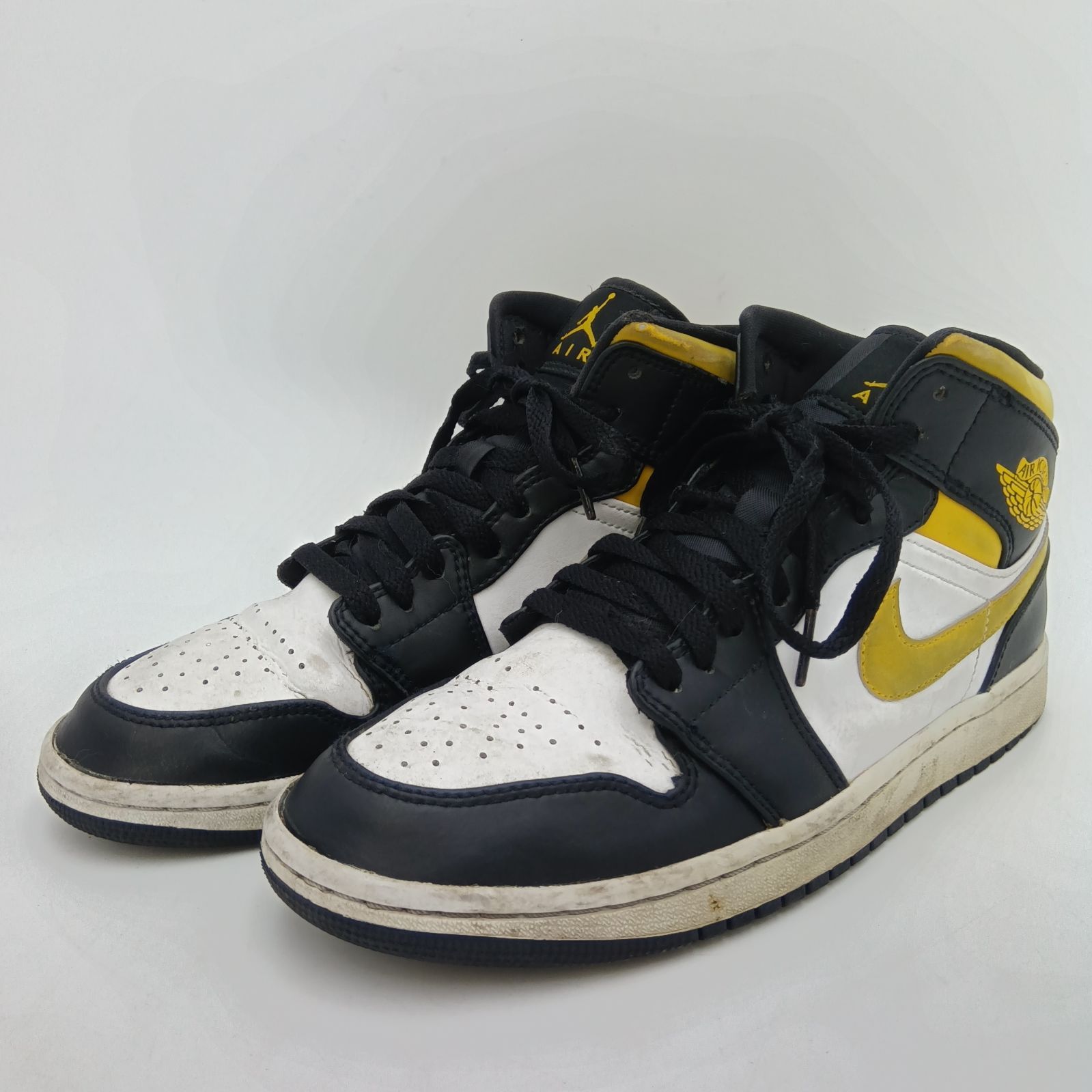 NIKE ナイキ AIR JORDAN １MID エアジョーダン1ミッド スニーカー メンズ ホワイト/ポレンブラック 白/黒 26.5cm D-2-4