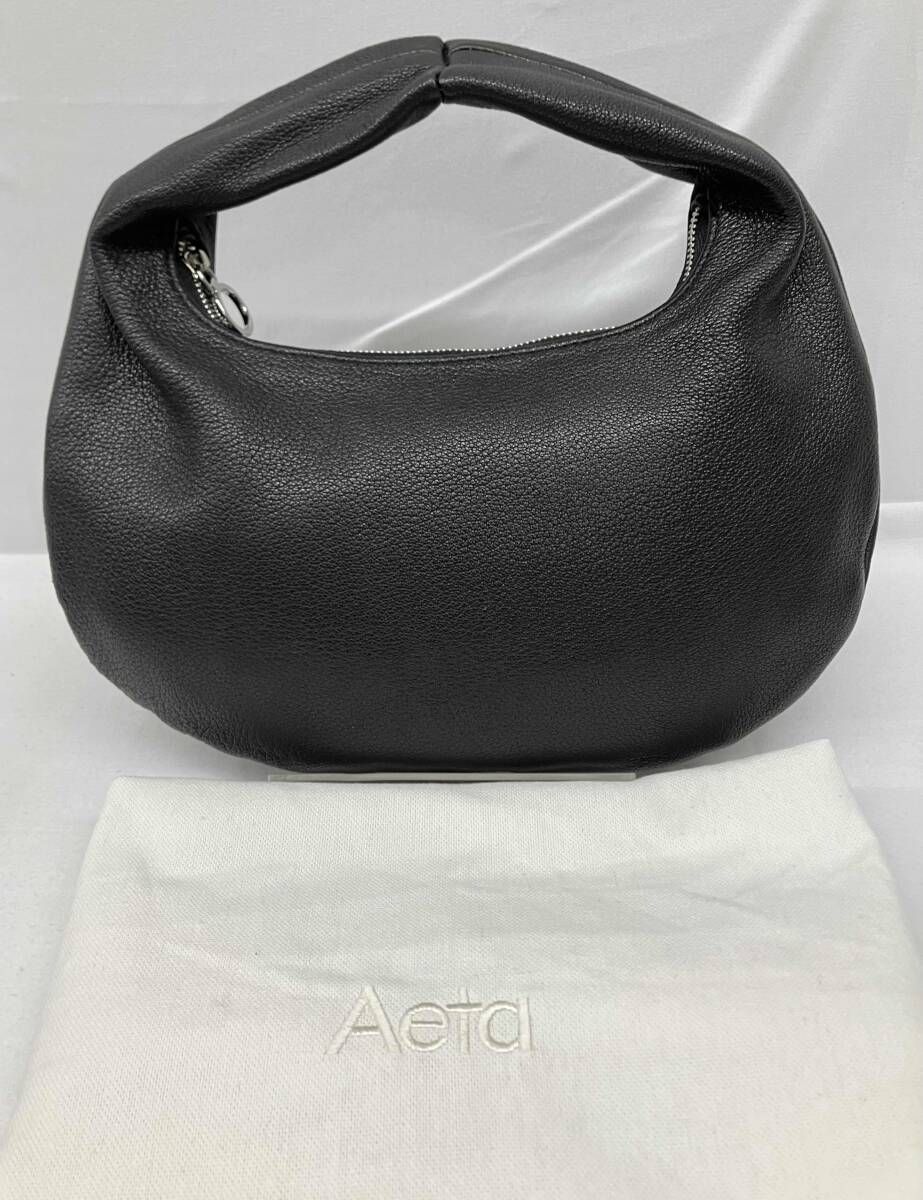 アエタ　ハンドバッグ　ディアレザー ワンショルダー　保存袋付き　ブラック Aeta アエタ ハンドバッグ ディアレザー ONE SHOULDER ワンショルダー