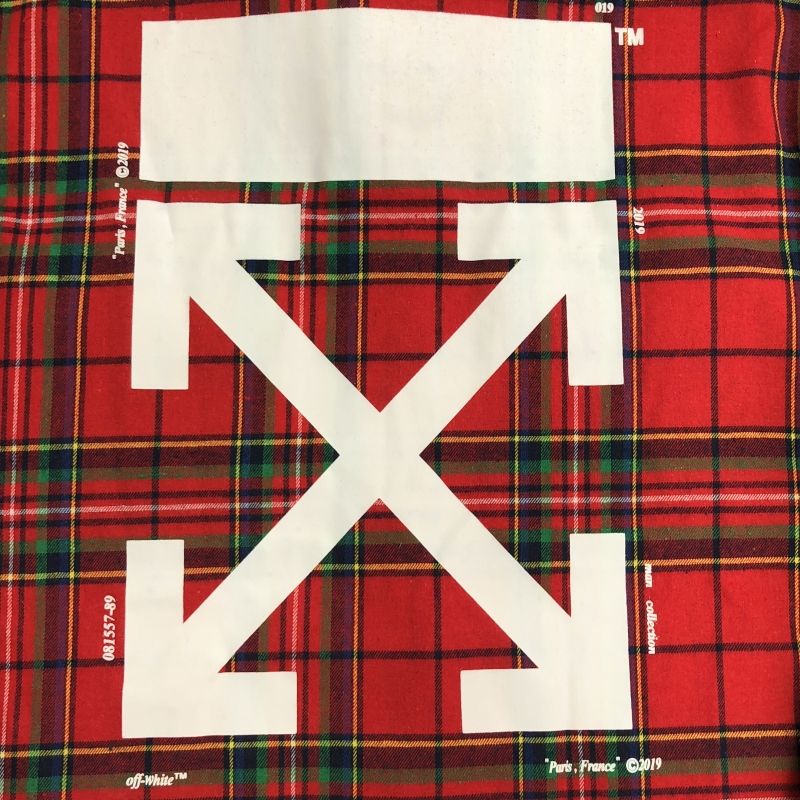 トップス 【】Off-White バックアローチェックシャツ レッド オフ