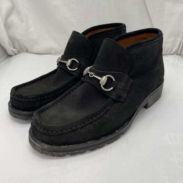 GUCCI ブラック スエード ビットローファー　23㎝ 中古】GUCCI ホースビットローファー スエード サイズ40(25㎝相当) 黒