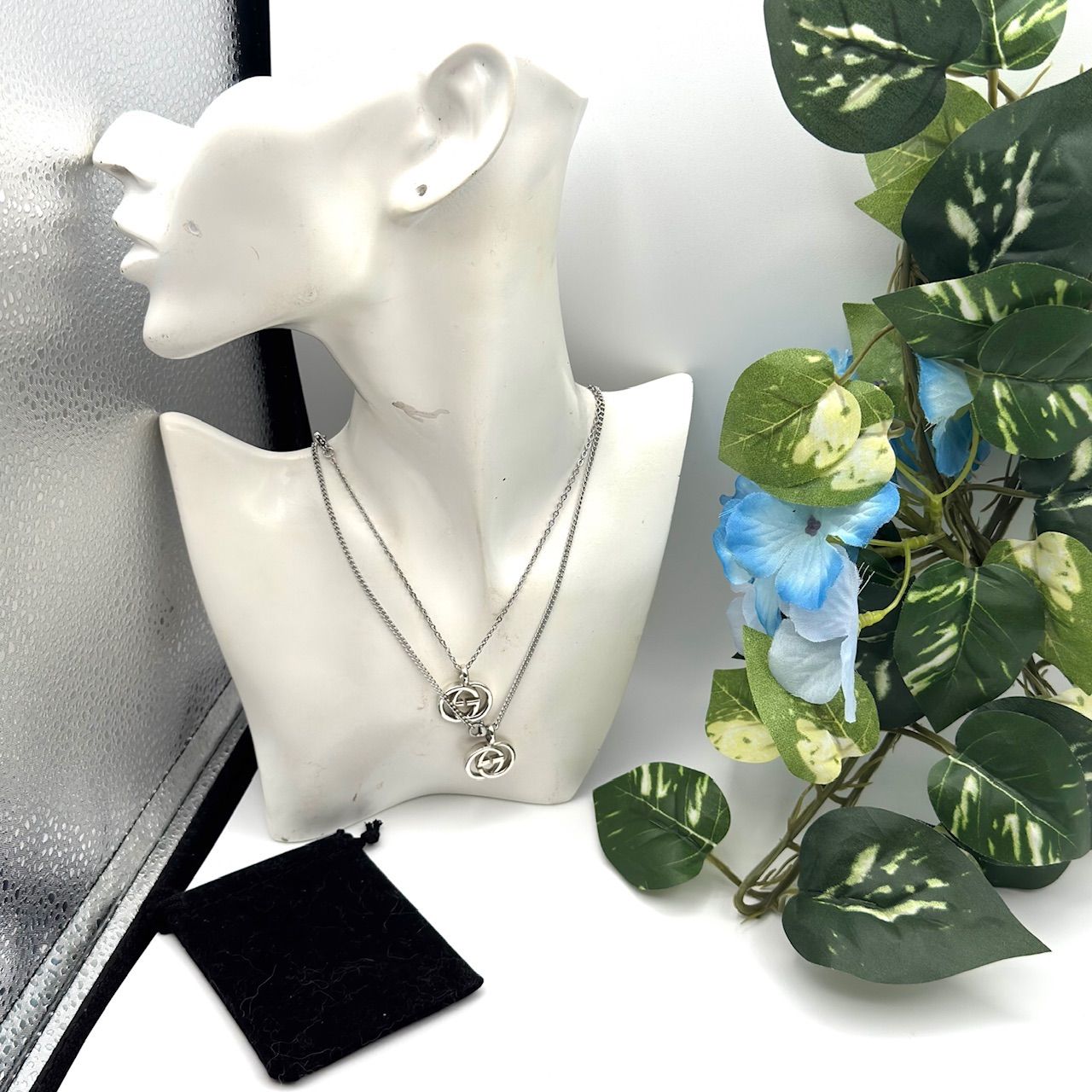GUCCI インターロッキングg ダブルg ペアネックレス4-60b/4-65b GUCCI インターロッキングg ダブルg 2点セット ペアネックレス 4-60b/4