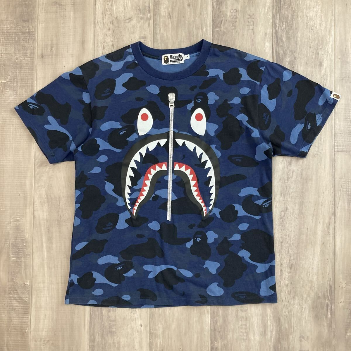 Blue Camo シャーク Tシャツ Mサイズ a bathing ape BAPE Shark Tee 