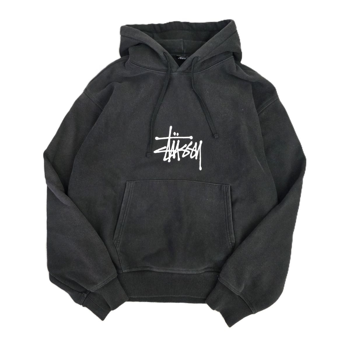 STUSSY ステューシー プルオーバー ロゴ 刺繍 ブラック パーカー 