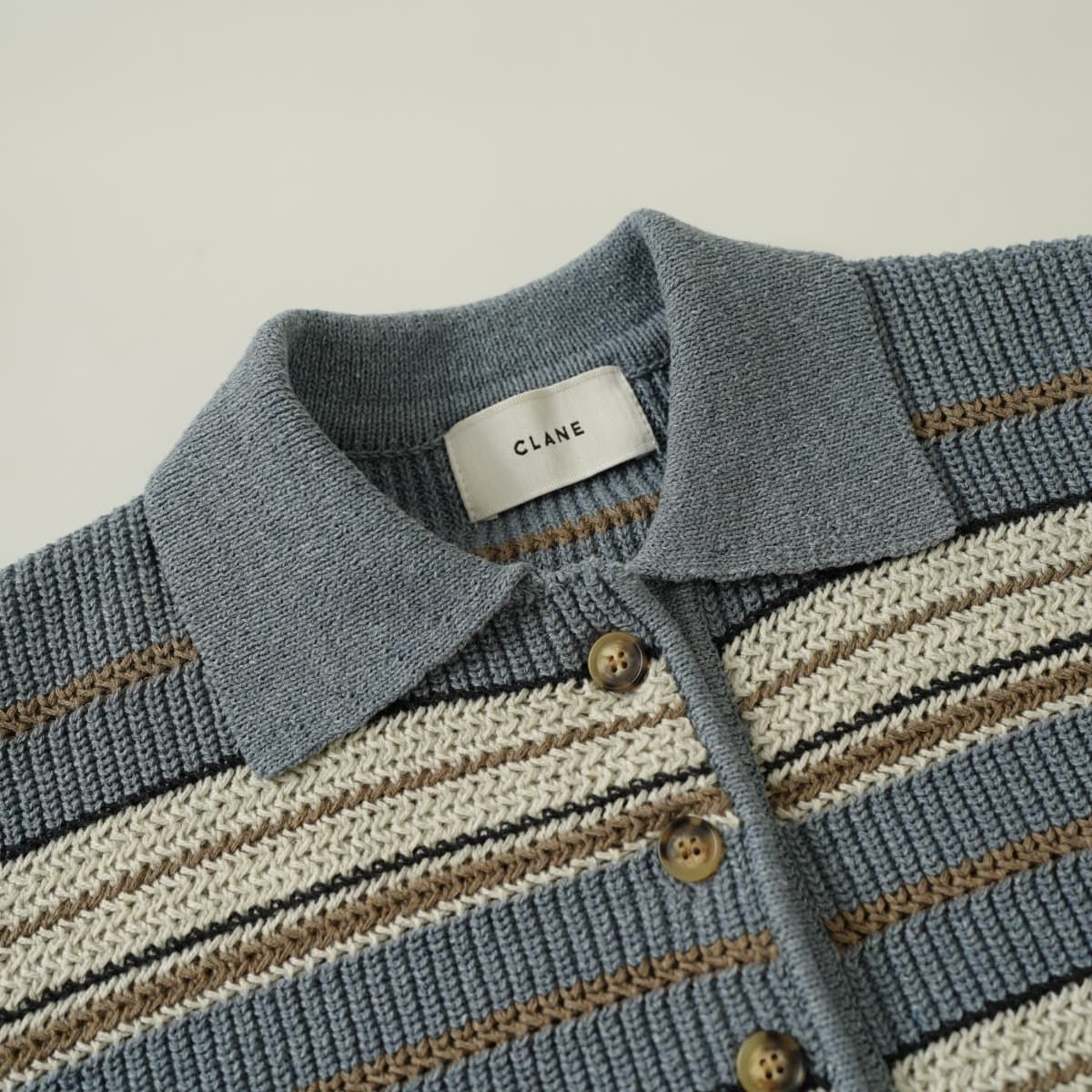 CLANE クラネ MULTI BORDER KNIT POLO TOPS マルチボーダー ニット