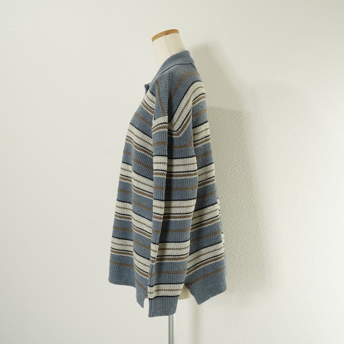 CLANE クラネ MULTI BORDER KNIT POLO TOPS マルチボーダー ニット 