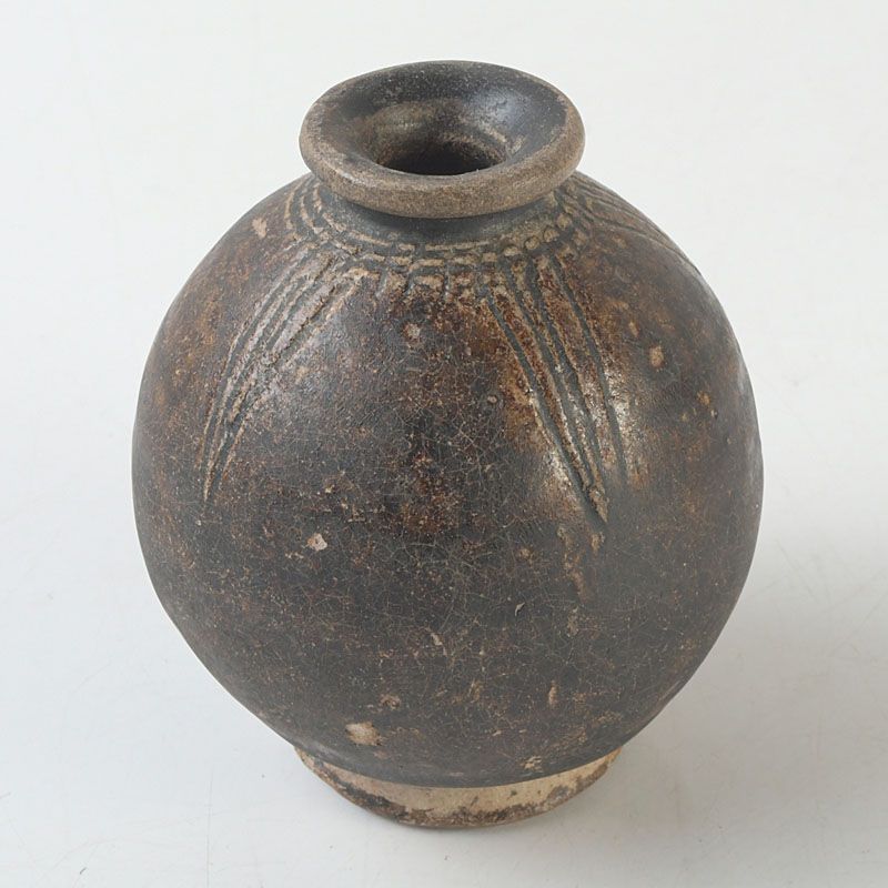 タイ古陶磁 スンコロク 宋胡録 黒釉 象飾壷 V R4578 【公式通販】