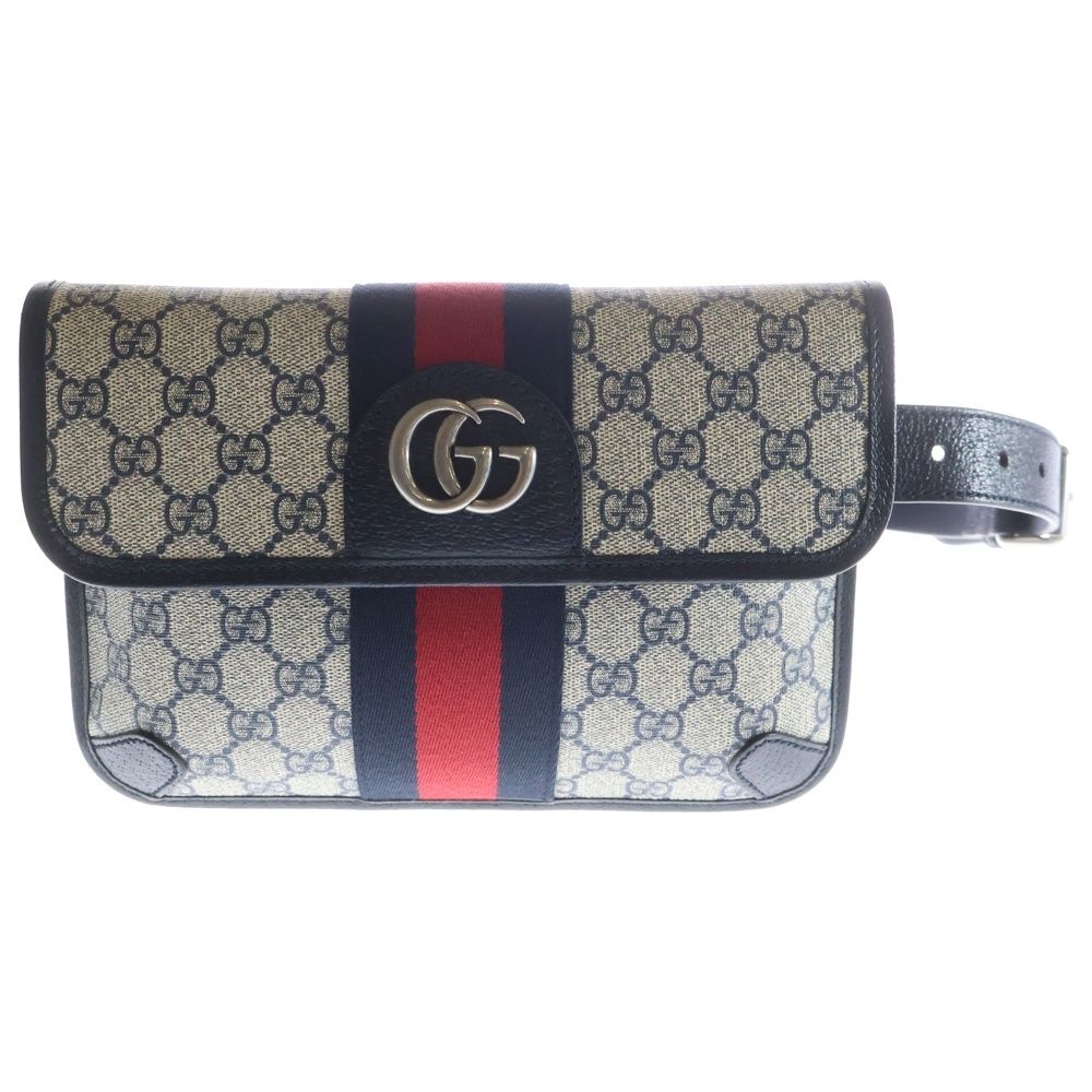 GUCCI (グッチ) オフディア GGスプリーム ウエストバッグ ベルト ネイビー 674081