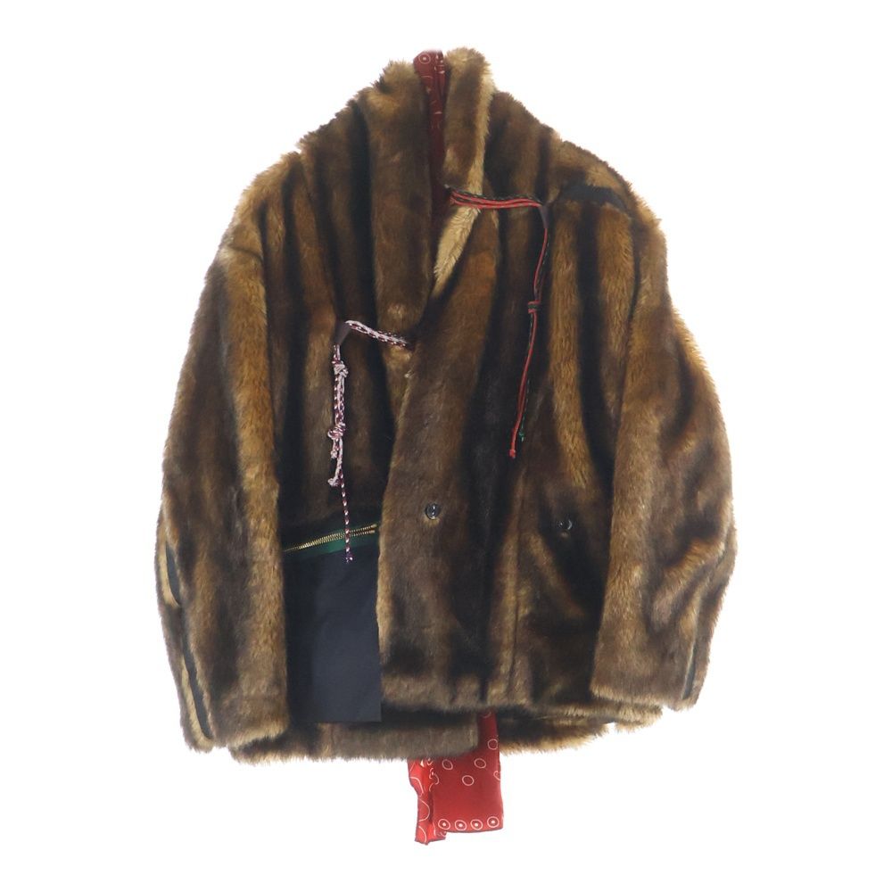 kolor カラー 19AW 異素材ポケット切り替え ドローストリング ファージャケット ブラウン CT3267-475 kolor (カラー) 19AW 異素材ポケット切り替え ドローストリング ファー