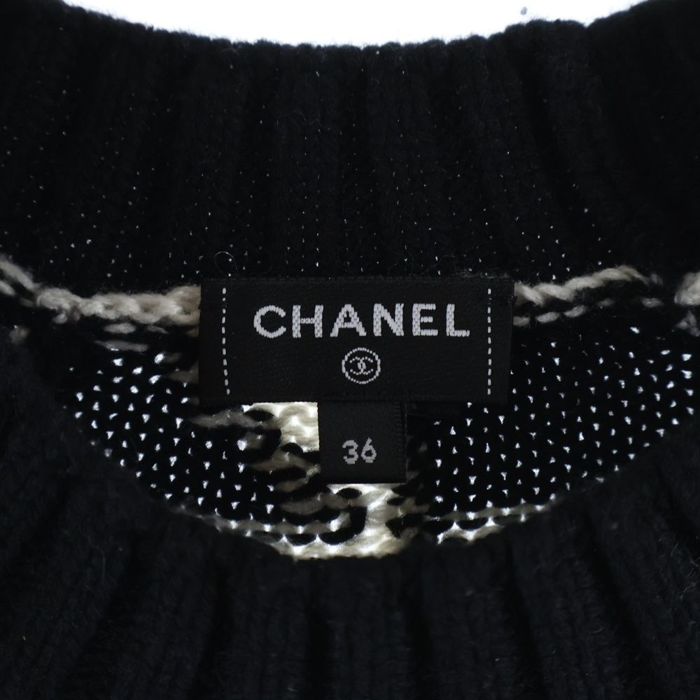 CHANEL シャネル ジオメトリック ココマーク プレート付き カシミヤニット セーター ピンク/ブラック レディース P77885K11247 CHANEL (シャネル) ジオメトリック ココマーク プレート付き カシミヤ