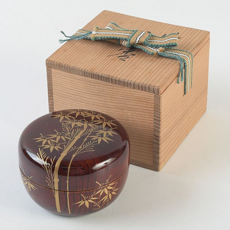 茶びつ 箱膳 高級木製漆器 螺鈿 松竹柄 茶道具 瑛斎作 竹蒔絵 螺鈿装飾 平棗 共箱 V S766 - メルカリ