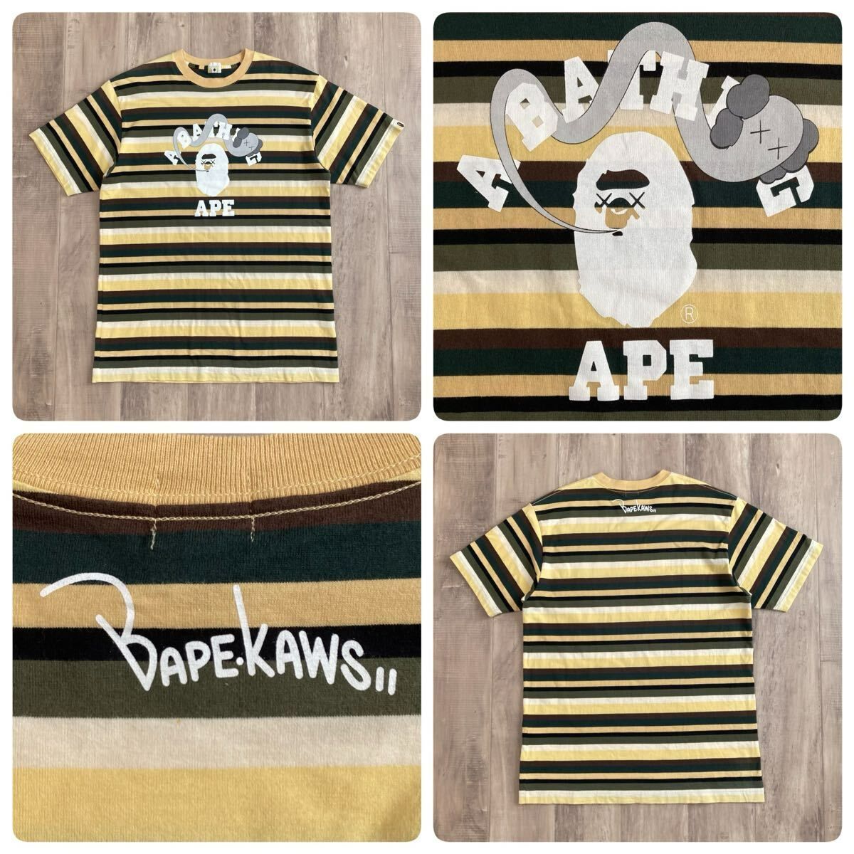 BAPE × KAWS カレッジ Tシャツ☆エイプ ape カウズ