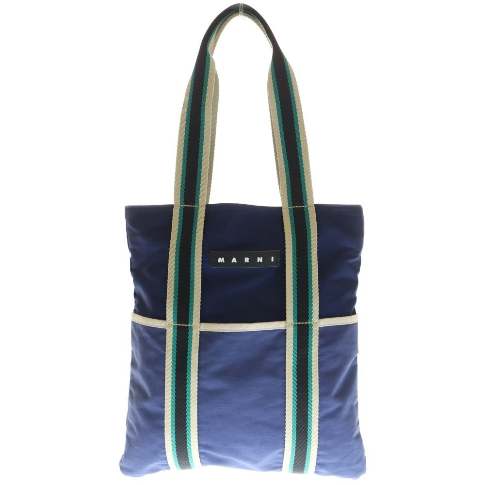MARNI (マルニ) ブロックキャンバス トートバッグ ブルー