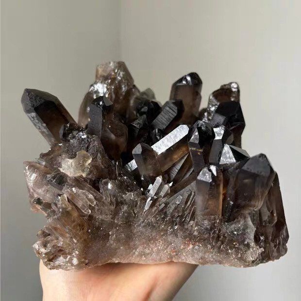  AAAAAAA級 魔除け ◆天然モリオン 黒水晶 クラスターB0305|YS|711D アロマディフューザー 置物 インテリア小物