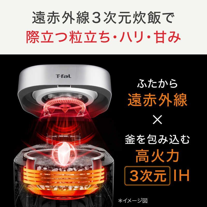 新品 未開封 】 T-fal 炊飯器 5.5合 ザ・ライス 遠赤外線3DIH シルバー 