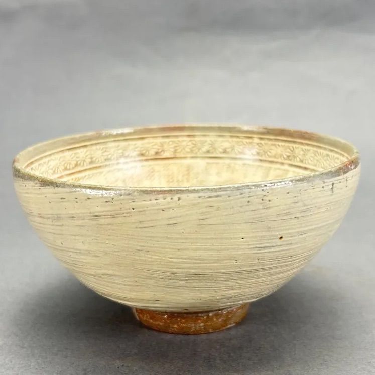 幽玄】陶元窯 朴 富元 高麗三島茶碗 花暦 共箱 栞 茶道具 抹茶碗