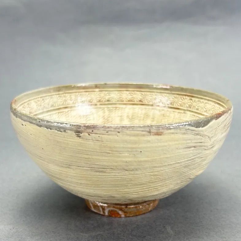 幽玄】陶元窯 朴 富元 高麗三島茶碗 花暦 共箱 栞 茶道具 抹茶碗